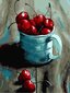 Glezna pēc numuriem TM Varvikas - Cherry in a mug ME1057e 30x40 cm цена и информация | Gleznas pēc numuriem | 220.lv