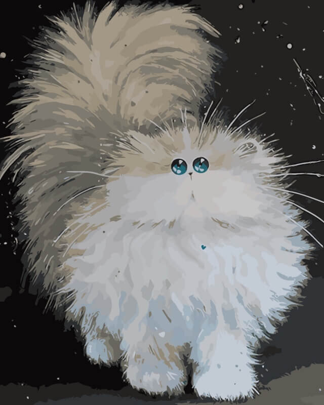 Glezna pēc numuriem TM Varvikas - Cute Fluffy Cat ME1069e 30x40 cm cena un informācija | Gleznas pēc numuriem | 220.lv