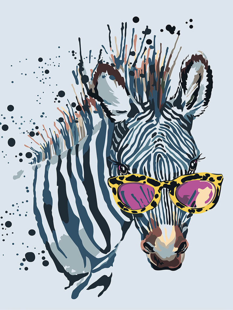 Glezna pēc numuriem TM Varvikas - Zebra with Glasses ME1114e 30x40 cm цена и информация | Gleznas pēc numuriem | 220.lv