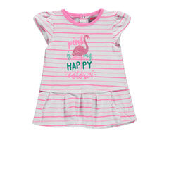 Платье для девочек с короткими рукавами, бело-розовое, Kanz цена и информация | Юбки, платья для новорожденных | 220.lv