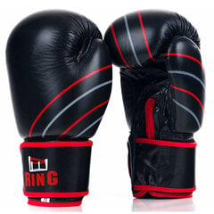Боксерские перчатки Ring Profi (RR-10) 12 oz, черные цена и информация | Боевые искусства | 220.lv