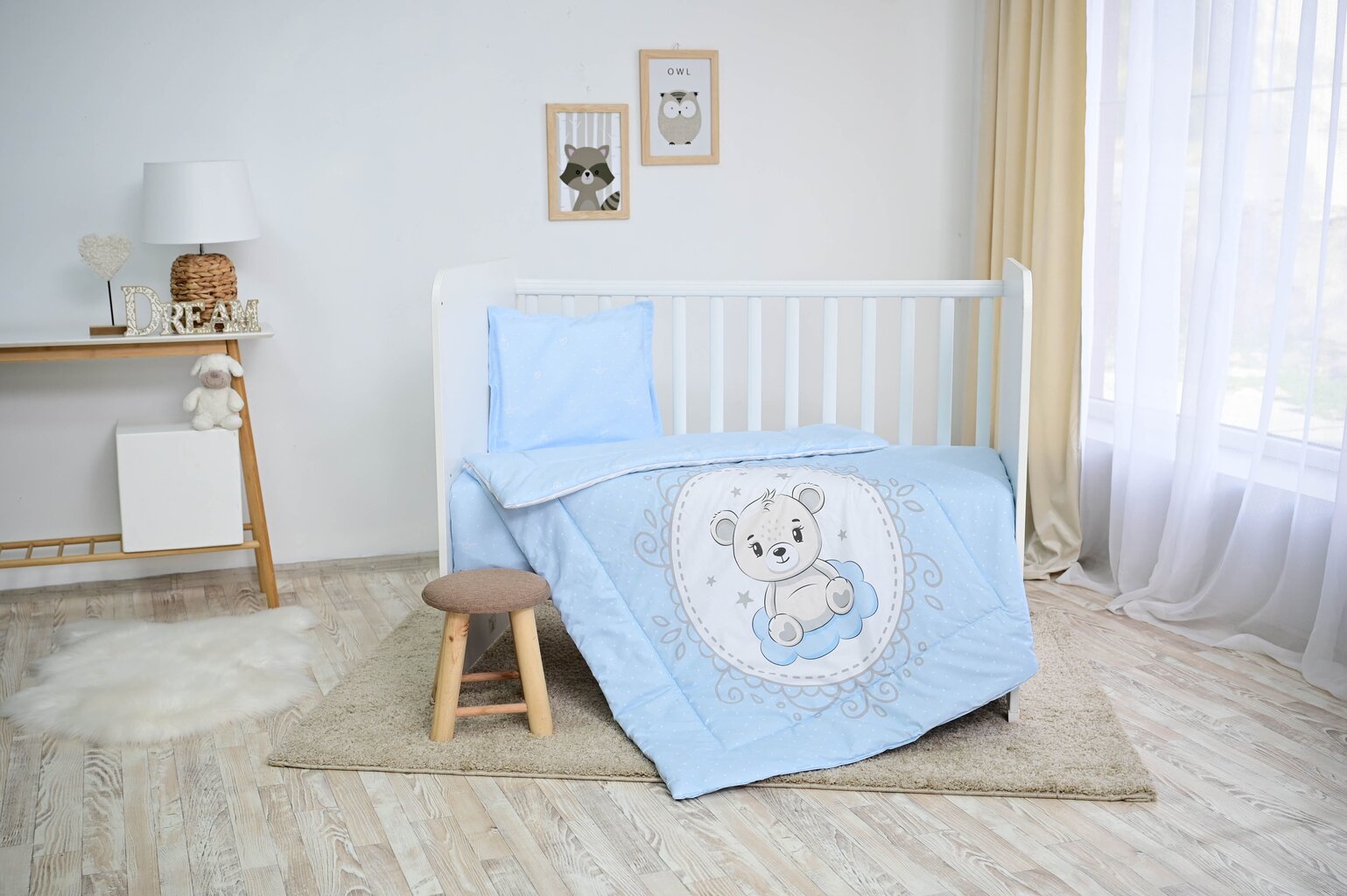 Bērnu gultasveļas komplekts Lorelli Little Bear Blue, 100x150 cm, 4 daļu cena un informācija | Bērnu gultas veļa | 220.lv