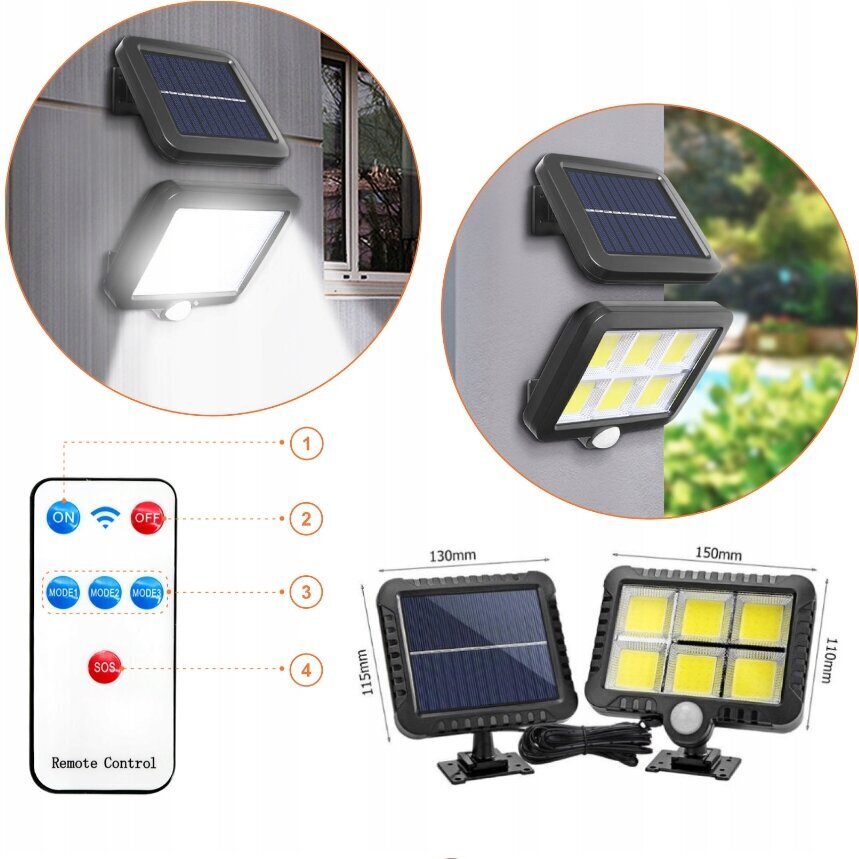 LED āra apgaismojums ar saules bateriju un kustības sensoru cena un informācija | Āra apgaismojums | 220.lv