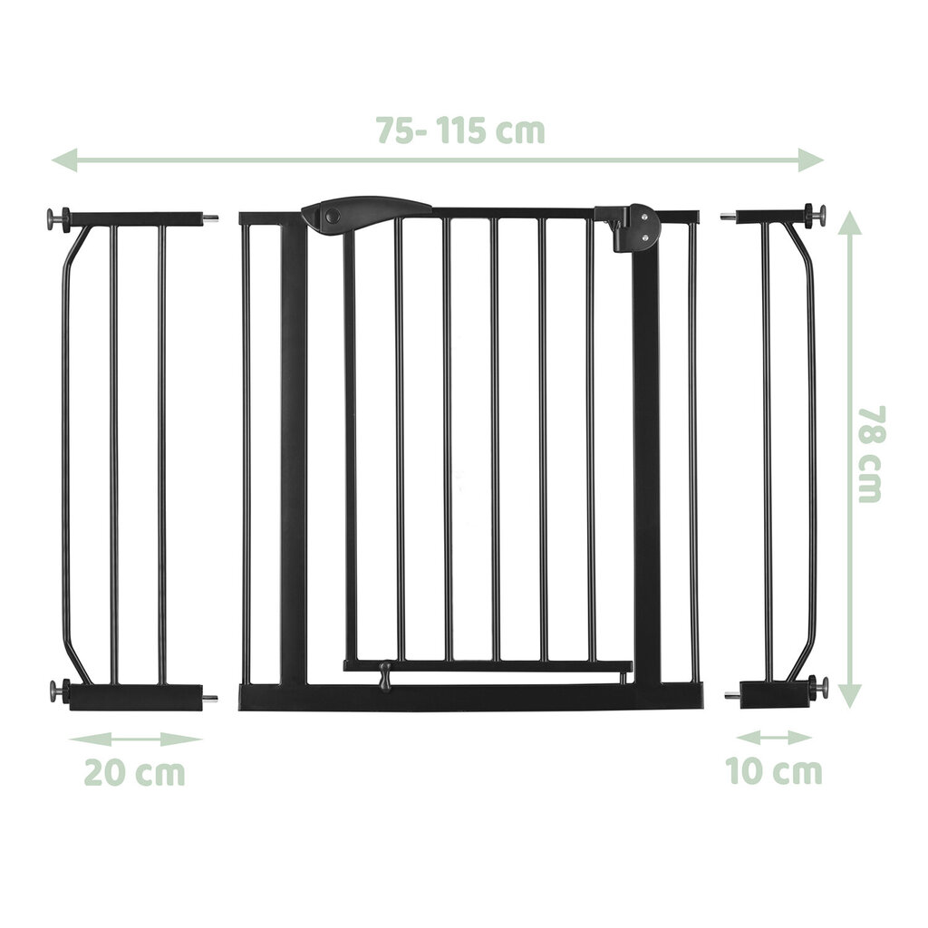 Drošības vārti Nukido, melni  cena un informācija | Bērnu drošības preces | 220.lv