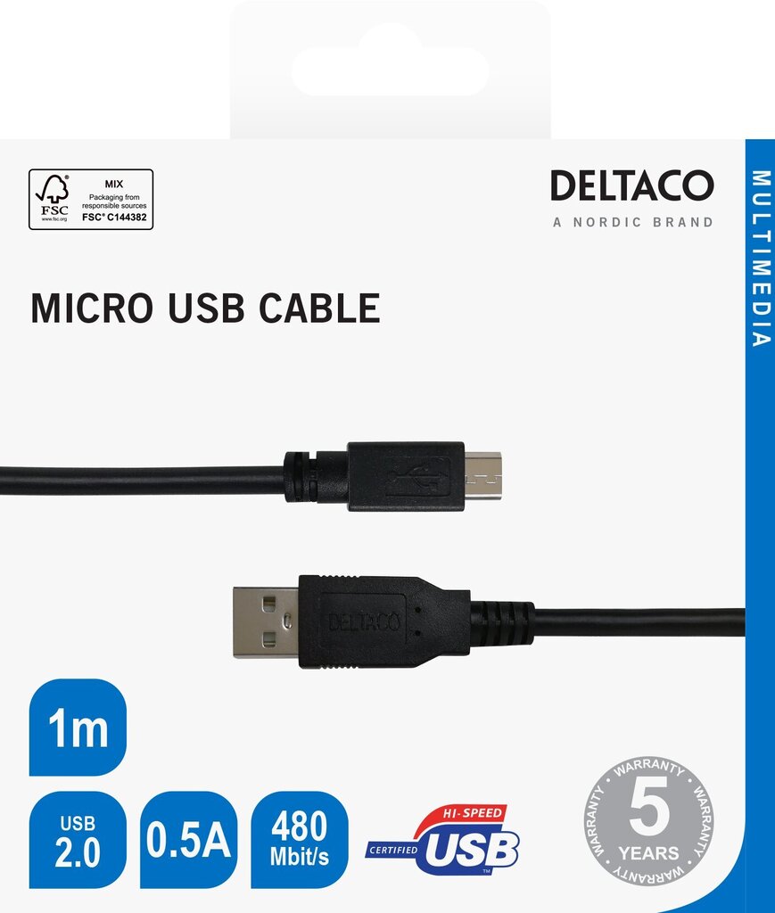 Deltaco USB-301S-K 00140008 cena un informācija | Savienotājkabeļi | 220.lv