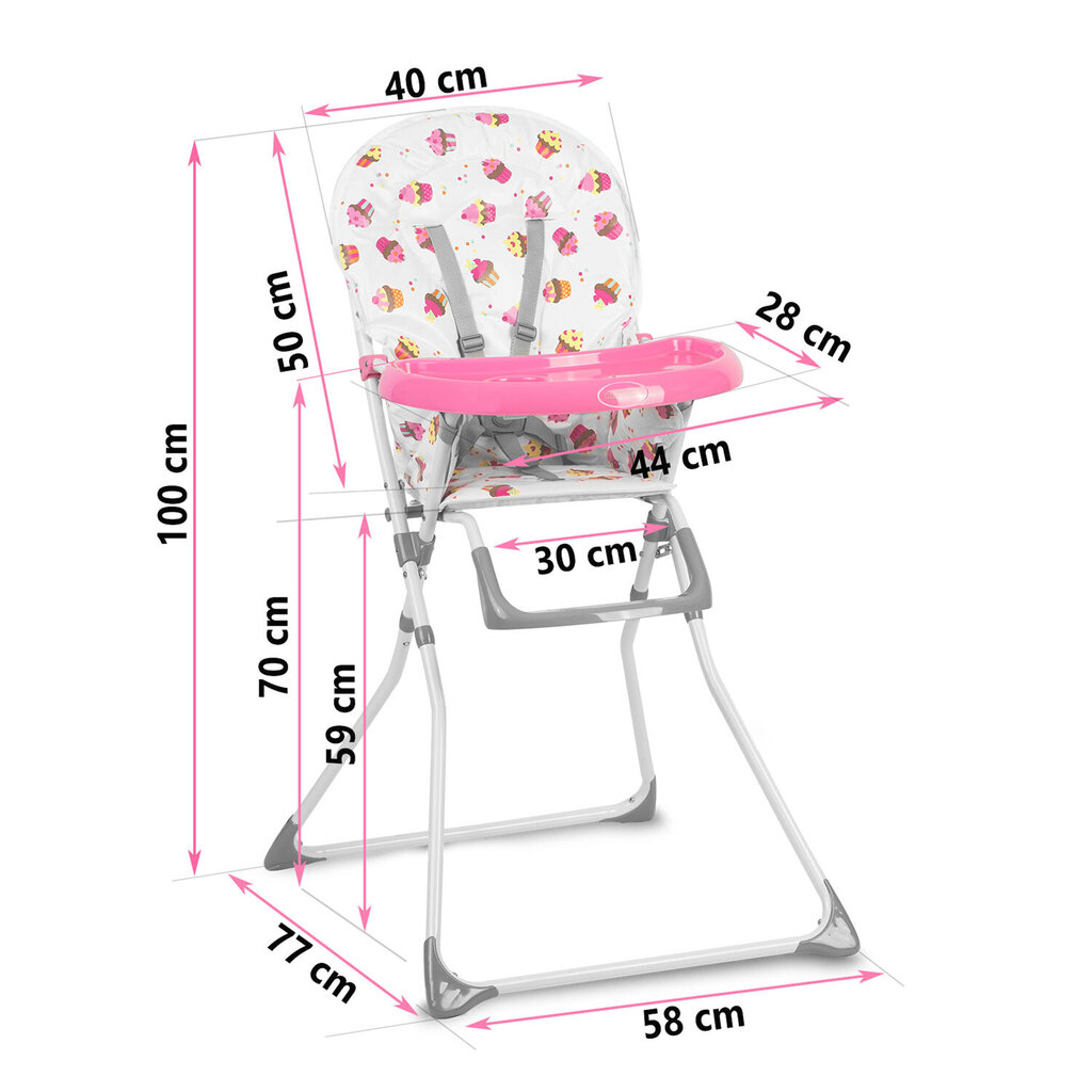 Bērnu barošanas krēsls ar galdiņu Ricokids Fando, rozā krāsā cena un informācija | Barošanas krēsli | 220.lv