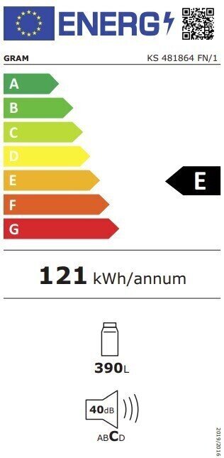 Gram KS 481864 FN/1 cena un informācija | Ledusskapji | 220.lv
