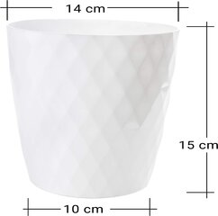 2 друга Flowerpot White 3 Set, диаметр 14 см (вверху), белый глянцевый, изготовленный из стабильного пластика, идеальный размер подоконника, сделанный в ЕС цена и информация | Вазоны | 220.lv