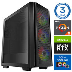 Компьютер INTOP AQUA Ryzen 5 7600X 16GB DDR5 500SSD M.2 NVME RTX4060Ti 8GB no-OS цена и информация | Стационарные компьютеры | 220.lv