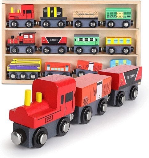 Koka vilciens ar vagoniem Aig cena un informācija | Attīstošās rotaļlietas | 220.lv