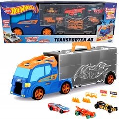 Грузовик Hot Wheels + 3 автомобиля и дорожные аксессуары цена и информация | Конструктор автомобилей игрушки для мальчиков | 220.lv