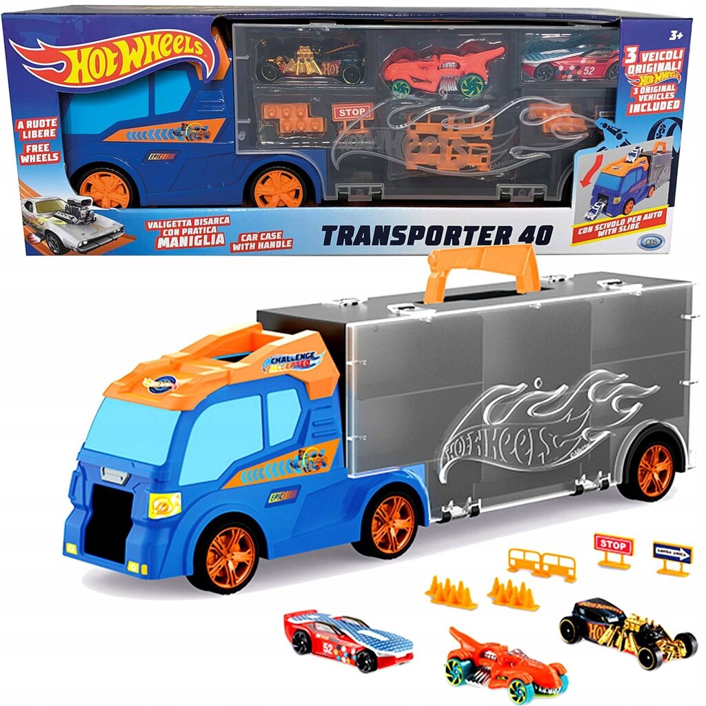 3 automašīnas un ceļa piederumi Hot Wheels цена и информация | Rotaļlietas zēniem | 220.lv