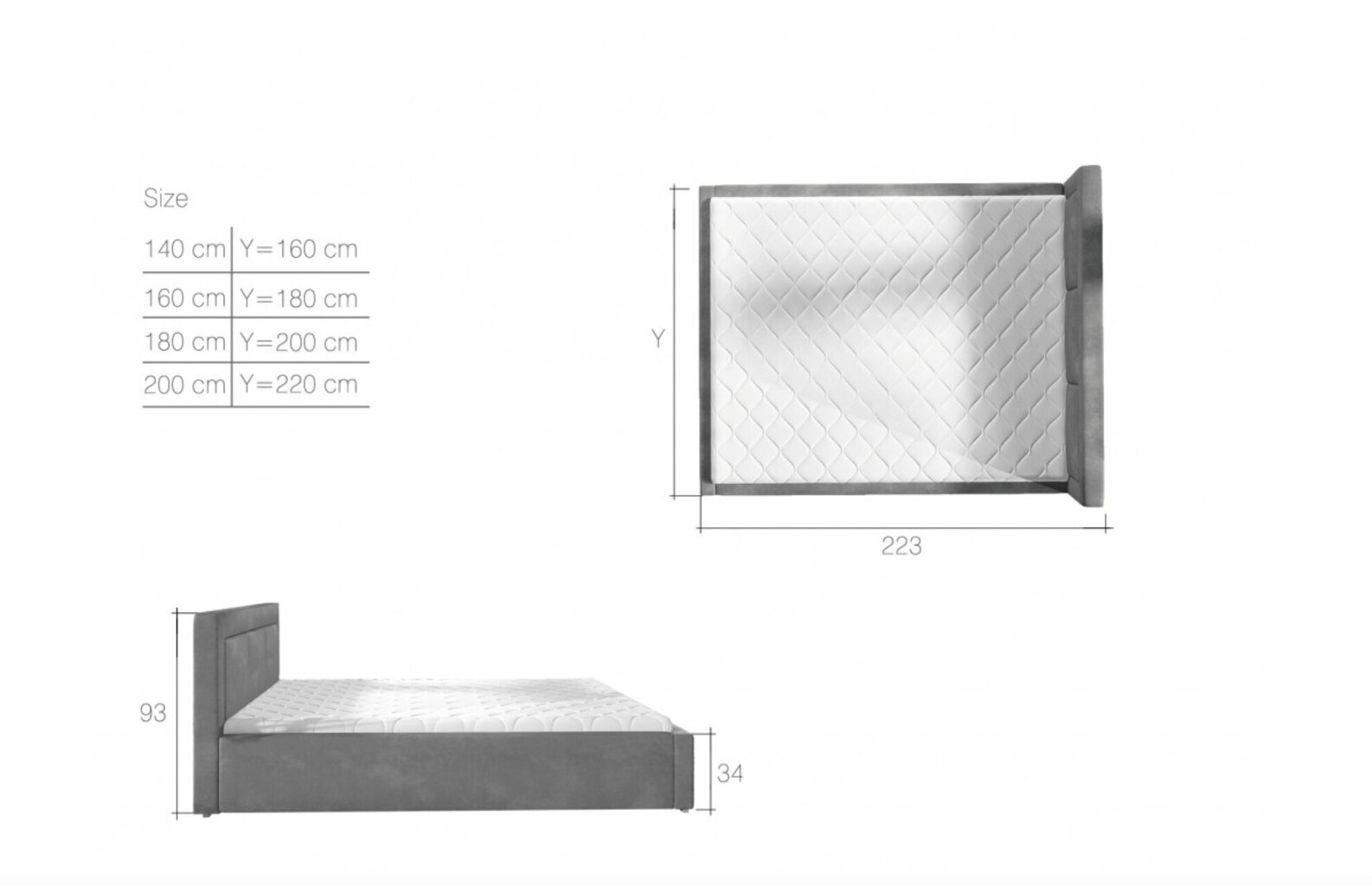 Gulta Belluno, 200x200 cm, brūna cena un informācija | Gultas | 220.lv