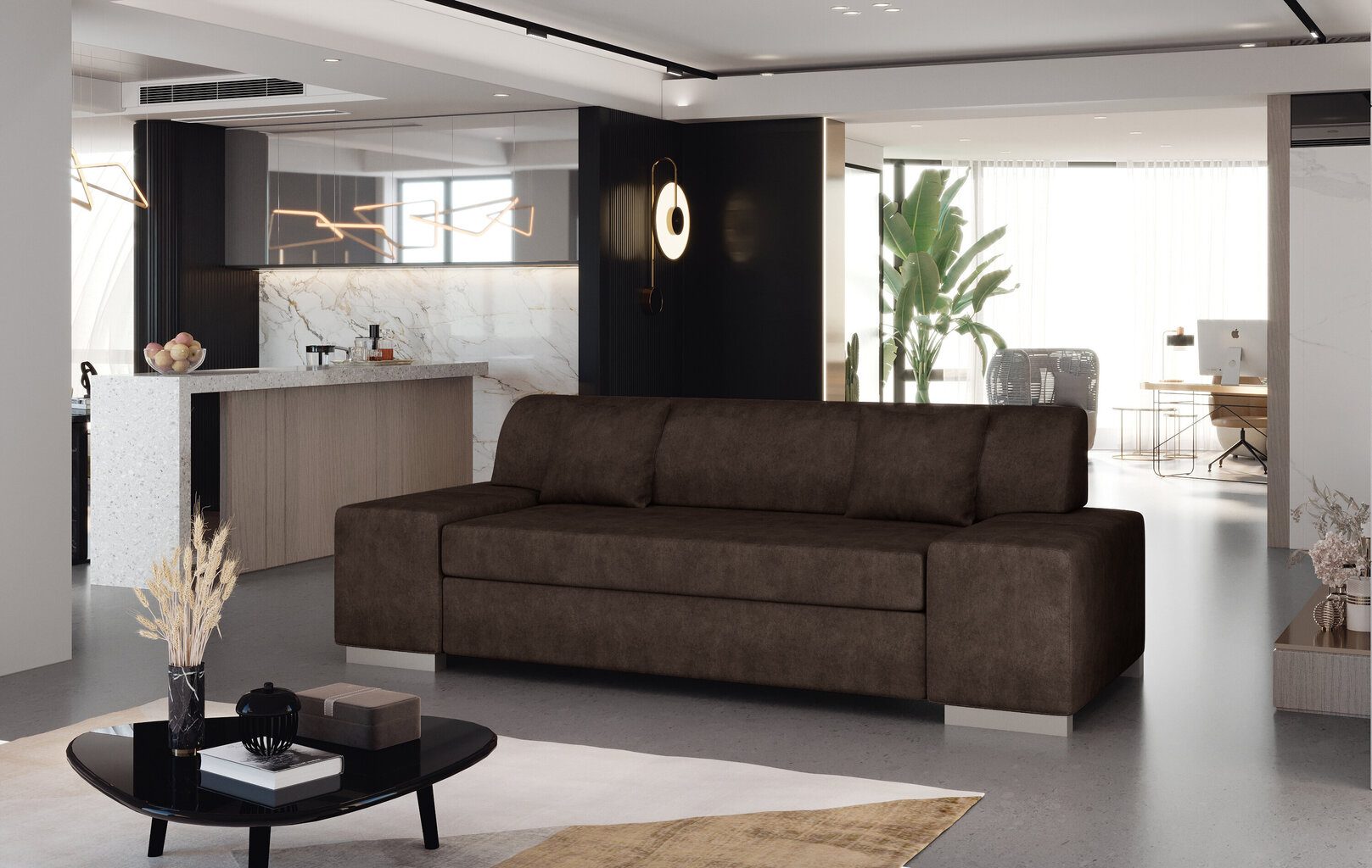 Dīvāns Porto 3, 210x90x98 cm, brūns cena un informācija | Dīvāni | 220.lv