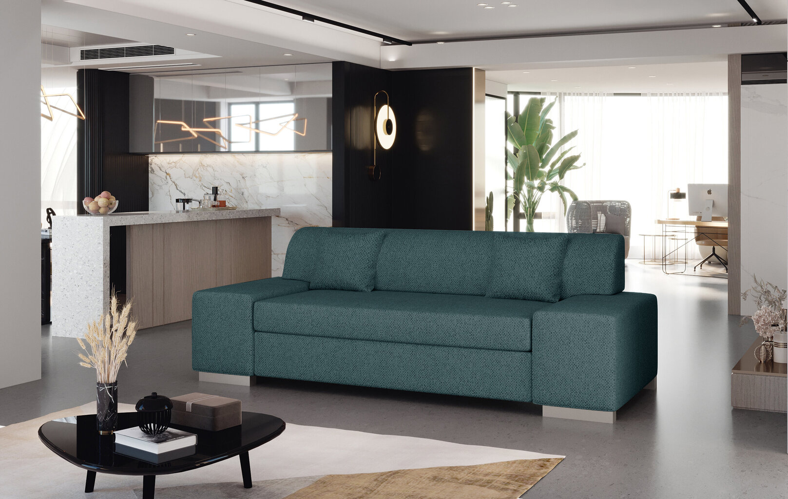 Dīvāns Porto 3, 210x90x98 cm, zils цена и информация | Dīvāni | 220.lv