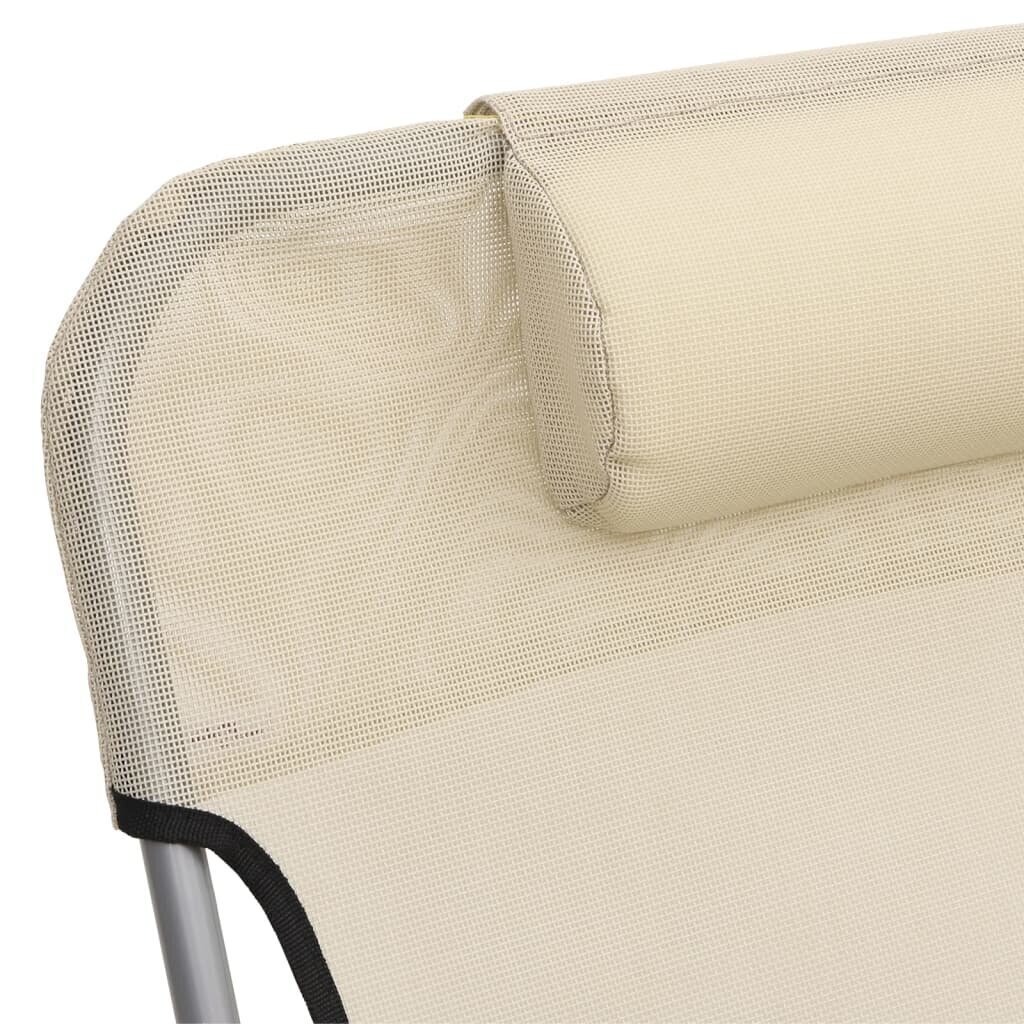 Saliekami sauļošanās krēsli, 2 gab., bēšs tekstilēns, tērauds cena un informācija | Sauļošanās krēsli | 220.lv