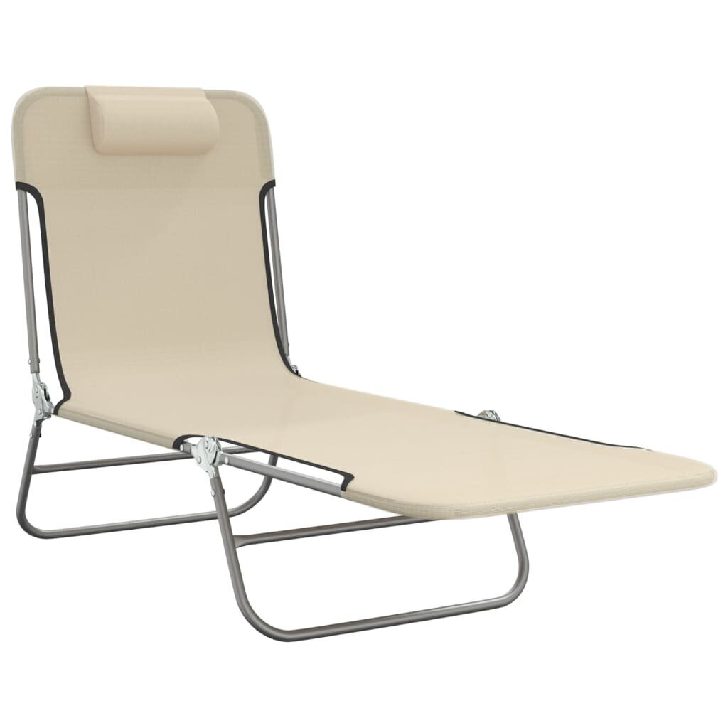 Saliekami sauļošanās krēsli, 2 gab., bēšs tekstilēns, tērauds cena un informācija | Sauļošanās krēsli | 220.lv