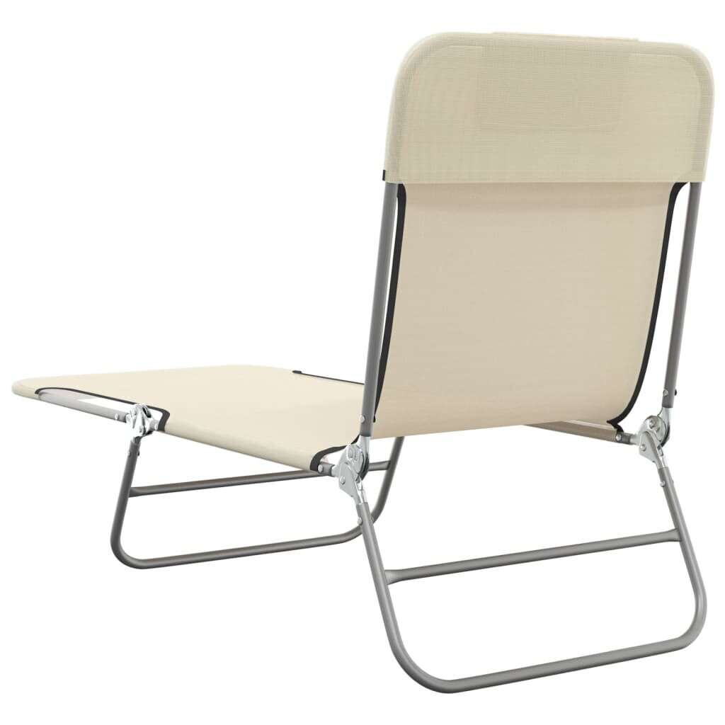 Saliekami sauļošanās krēsli, 2 gab., bēšs tekstilēns, tērauds цена и информация | Sauļošanās krēsli | 220.lv