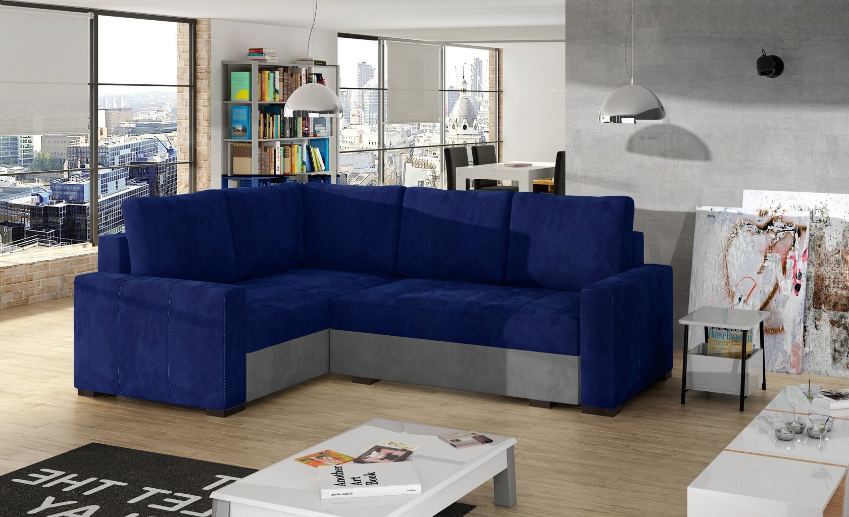 Stūra dīvāns Nore Corona, zils/pelēks cena un informācija | Stūra dīvāni | 220.lv