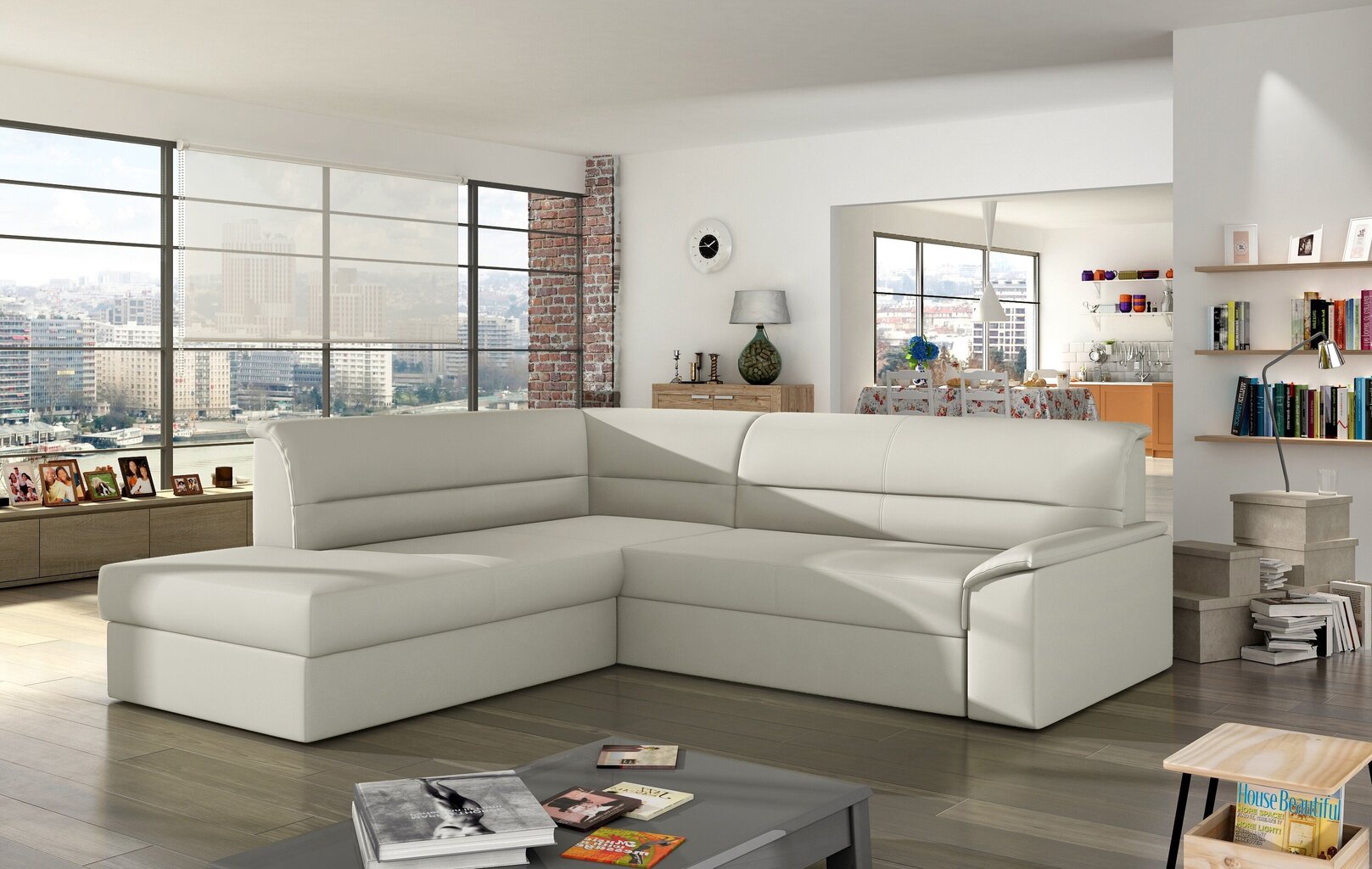 Stūra dīvāns Elano, balts cena un informācija | Stūra dīvāni | 220.lv