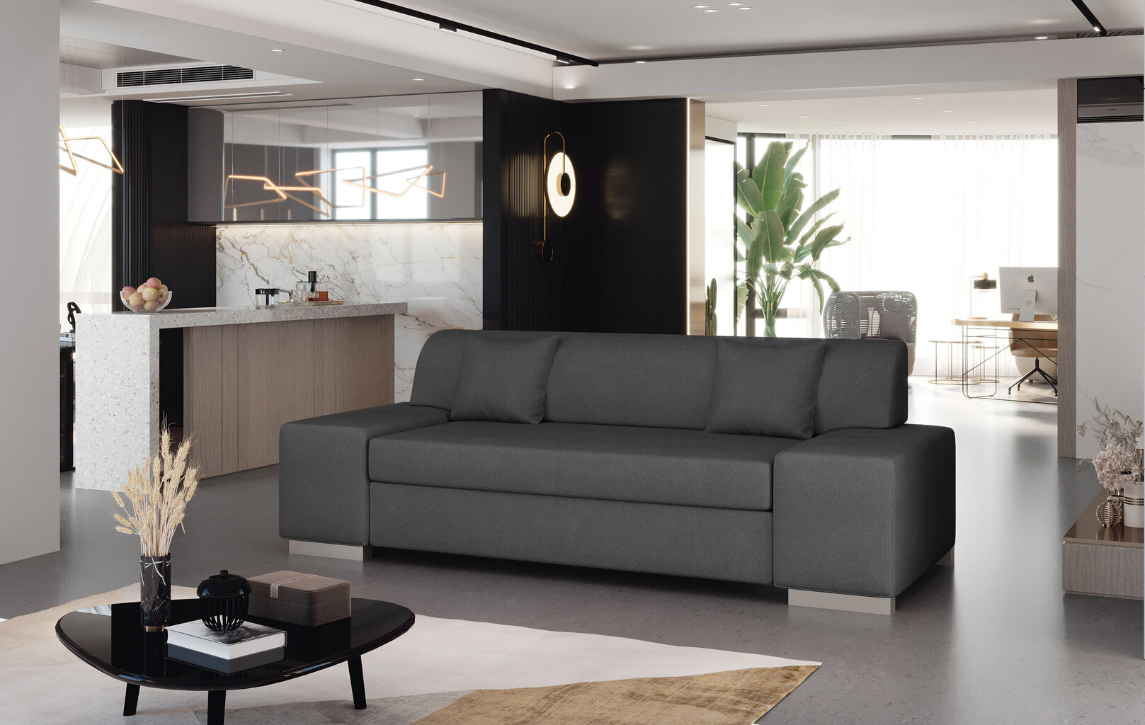 Dīvāns Porto 3, 210x90x98 cm, pelēks цена и информация | Dīvāni | 220.lv