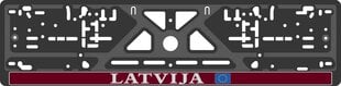 Рамка для автомобильного номера "Latvija EU" 520mm x 110mm Virbantė цена и информация | ПОЛКА-ОРГАНИЗАТОР ДЛЯ ТЕЛЕФОНА В АВТОМОБИЛЬ | 220.lv