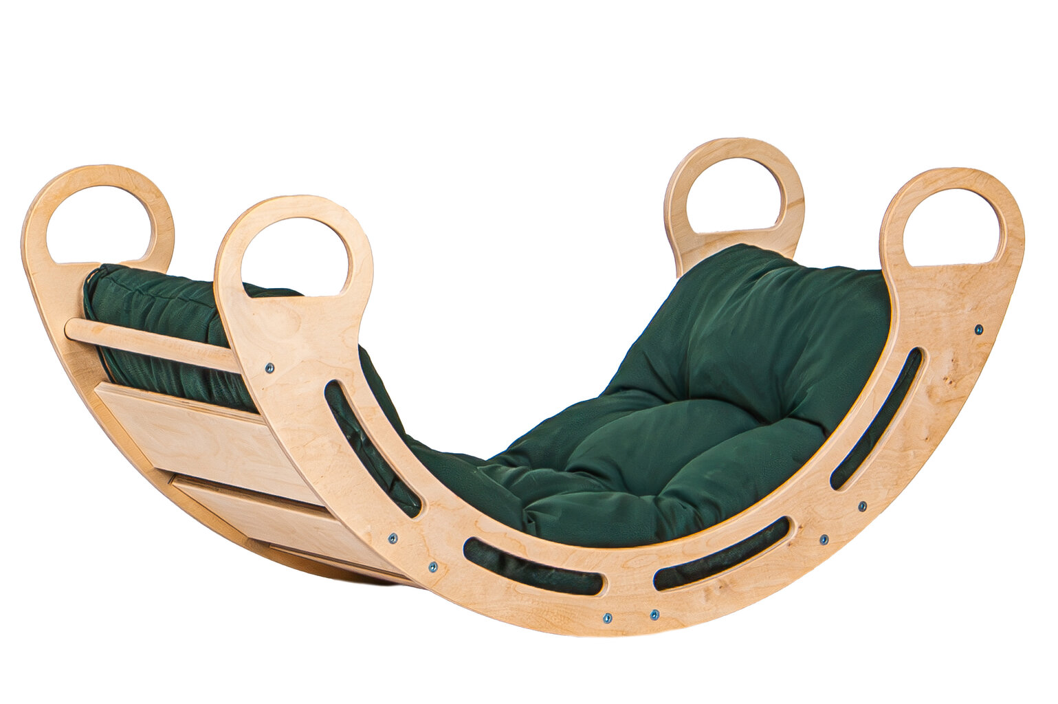Montessori koka šūpuļkrēsls, 100 cm, zaļš cena un informācija | Attīstošās rotaļlietas | 220.lv