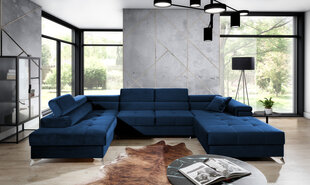 Stūra dīvāns Eduardo, zils cena un informācija | Stūra dīvāni | 220.lv