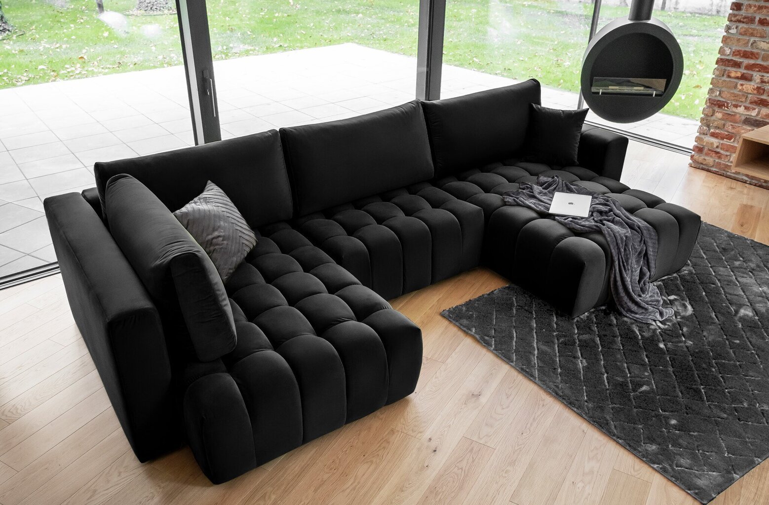 Stūra dīvāns Bonito, melns cena un informācija | Stūra dīvāni | 220.lv