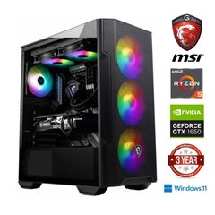 Gamer Ryzen 5 5600G 16GB 256GB SSD NVME 1TB HDD GTX 1650 Windows 10 cena un informācija | Stacionārie datori | 220.lv