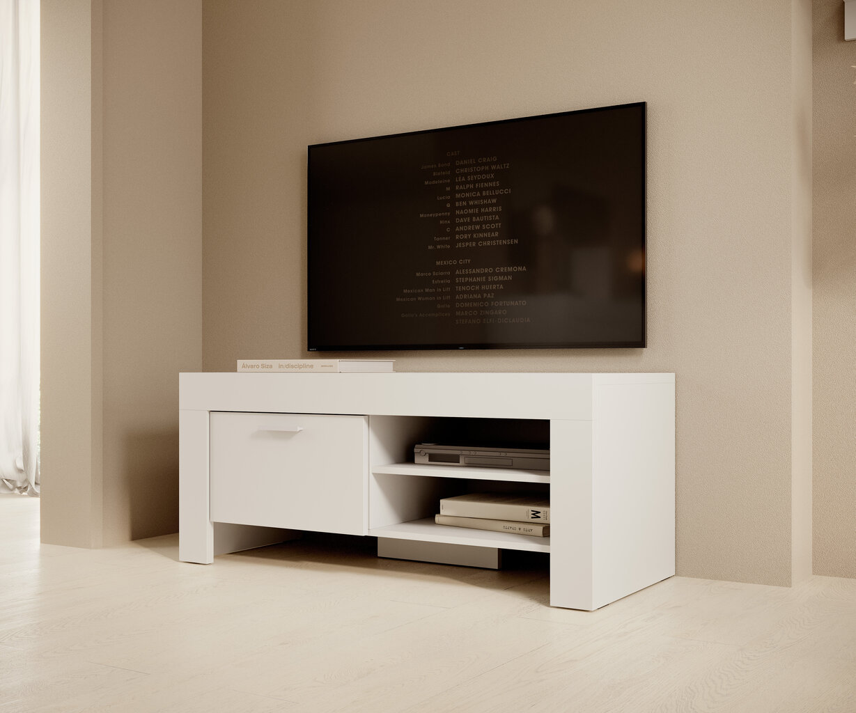 TV skapītis 1D Cesiro, balts cena un informācija | TV galdiņi | 220.lv