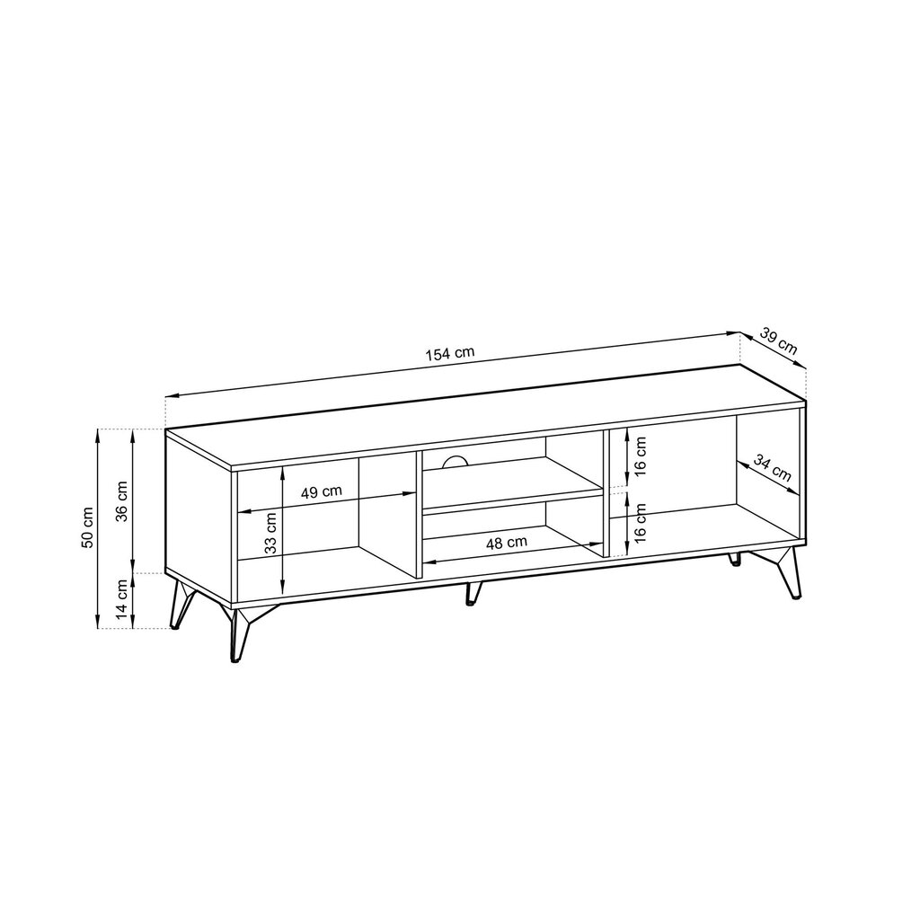 TV galdiņš AKL Furniture Diamond Sands 154, brūns/melns цена и информация | TV galdiņi | 220.lv