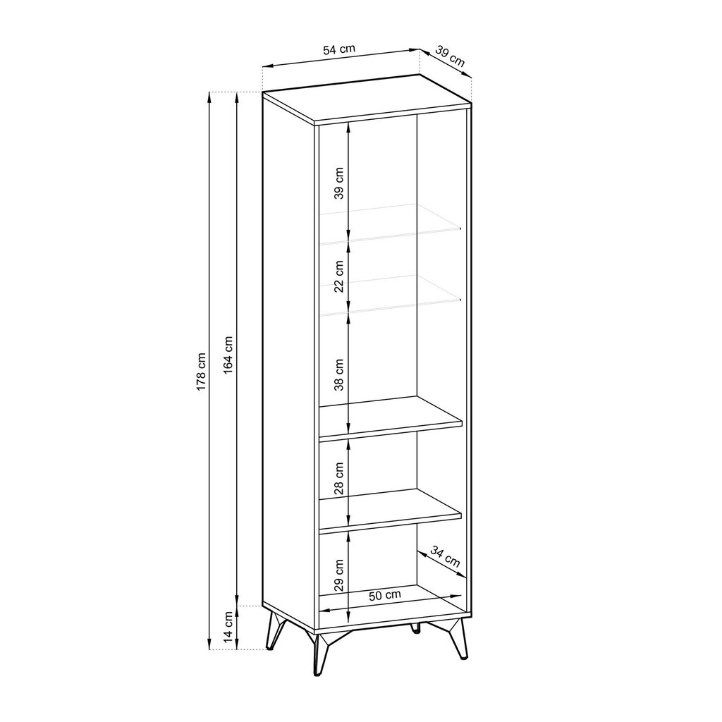 Vitrīna AKL Furniture Diamond Sands Glass Case W54 , brūna/melna cena un informācija | Vitrīnas, bufetes | 220.lv