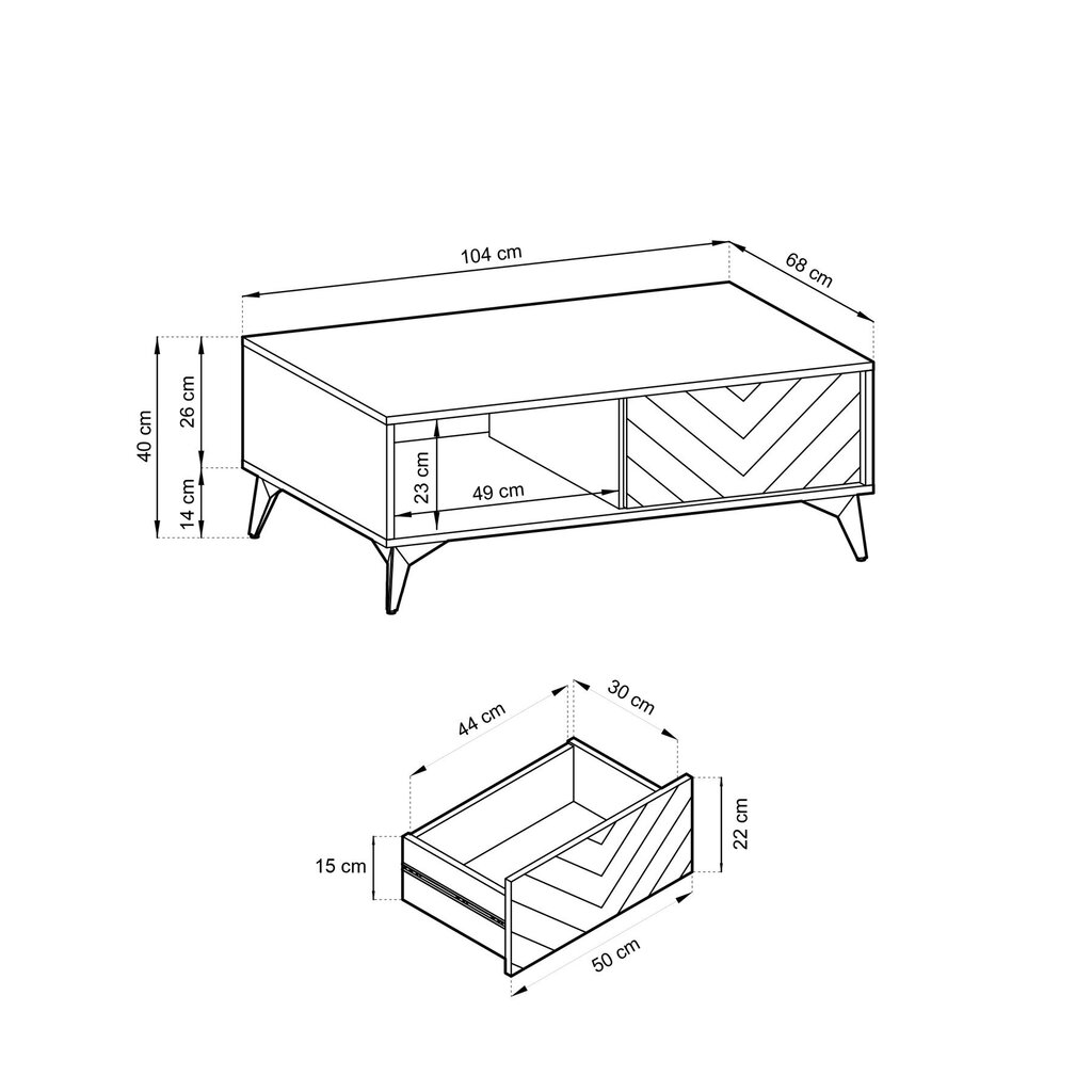 Kafijas galdiņš AKL Furniture Diamond Sands L104, brūns/melns cena un informācija | Žurnālgaldiņi | 220.lv