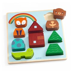 Koka puzle un būvēšanas rotaļlieta - Varavīksne, Djeco DJ01078 cena un informācija | Rotaļlietas zīdaiņiem | 220.lv