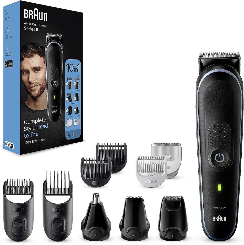 Braun 10in1 Styling Kit MGK5445 matu griešanas mašīnīte цена и информация | Matu griežamās mašīnas | 220.lv