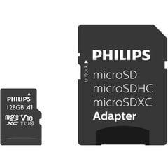 PHILIPS MicroSDHC 128GB class 10|UHS 1 + Adapter цена и информация | Philips Мобильные телефоны и аксессуары | 220.lv