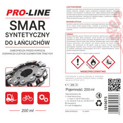 Sintētiskā ķēdes smērviela PRO-LINE aerosols 200ml 10106751 цена и информация | Масла для других деталей автомобиля | 220.lv
