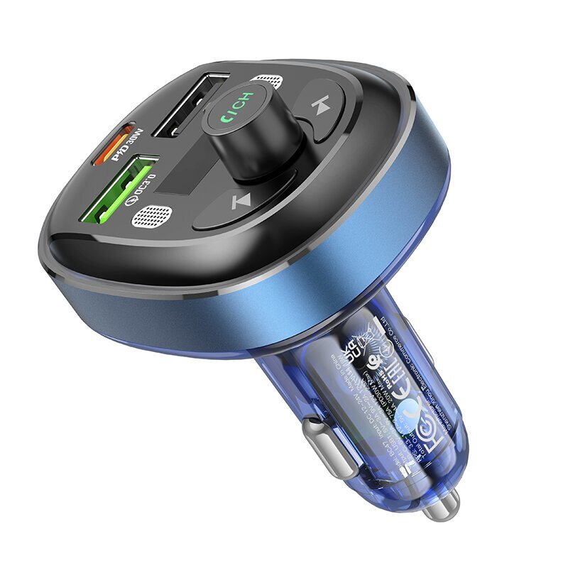 Borofone Transmitter FM BC47 Might MP3, Bluetooth - 2xUSB + Type C - QC 3.0  18W PD 30W blue cena
