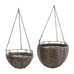 Подвесное кашпо WICKER 2шт D30xH27 / 60cм, D25xH15 / 58cм, тёмно-коричневый цена и информация | Ящики для рассады | 220.lv