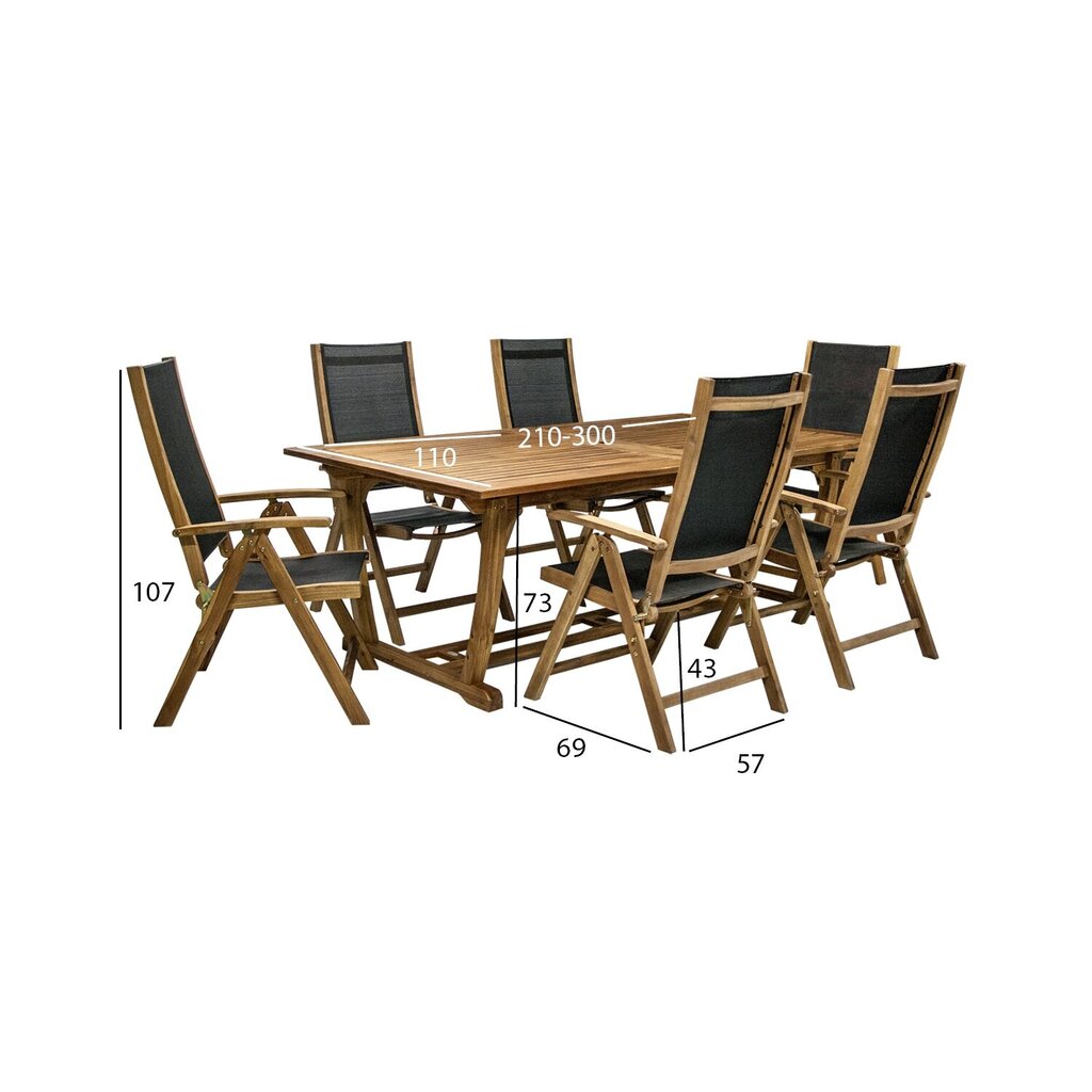 Dārza mēbeļu komplekts NĀKOTNE: galds, 6 krēsli cena un informācija | Dārza mēbeļu komplekti | 220.lv