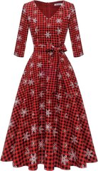 Женское платье 3/4 с V-образным вырезом Bbonlinedress, красное/черное цена и информация | Платья | 220.lv