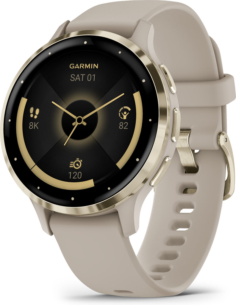 Garmin Venu® 3S Soft Gold Stainless Steel Bezel with French Gray Case and Silicone Band цена и информация | Viedpulksteņi (smartwatch) | 220.lv