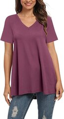Женская повседневная футболка AUSELILY, короткие рукава, V-образный вырез, светло-фиолетовая цена и информация | Женские футболки | 220.lv