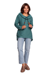B249 Džemperis ar kakla izgriezumu un kapuci - tirkīza cena un informācija | Sieviešu džemperi | 220.lv