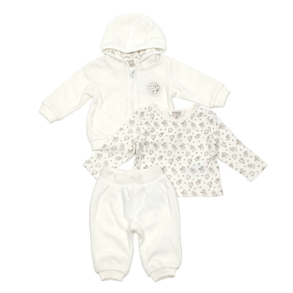 Komplekts bērniem - T-krekls + jaka + bikses Kanz, balts цена и информация | Apģērbu komplekti jaundzimušajiem | 220.lv