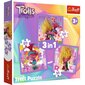 Pužļu komplekts 3in1 Troļļi Trefl цена и информация | Puzles, 3D puzles | 220.lv