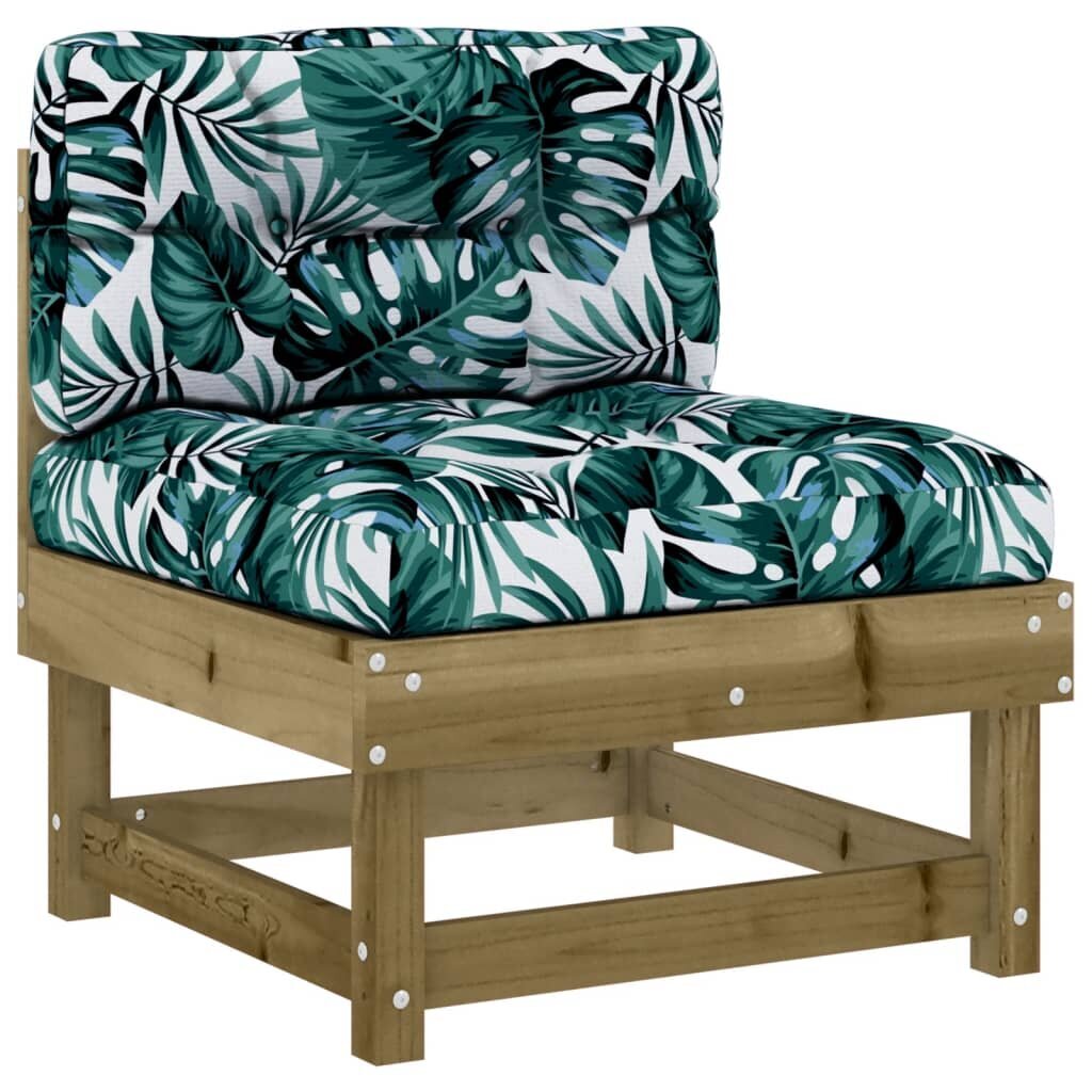 2 gab. Dīvānu komplekts ar matračiem vidaXL, brūns/zaļš cena un informācija | Dārza krēsli | 220.lv