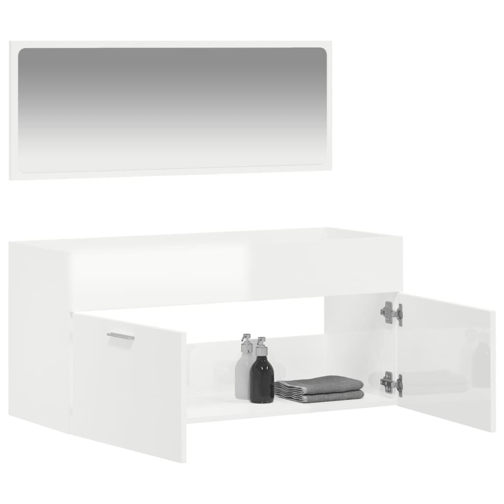 Vannasistabas skapītis un spogulis vidaXL, balts cena un informācija | Vannas istabas mēbeļu komplekti | 220.lv