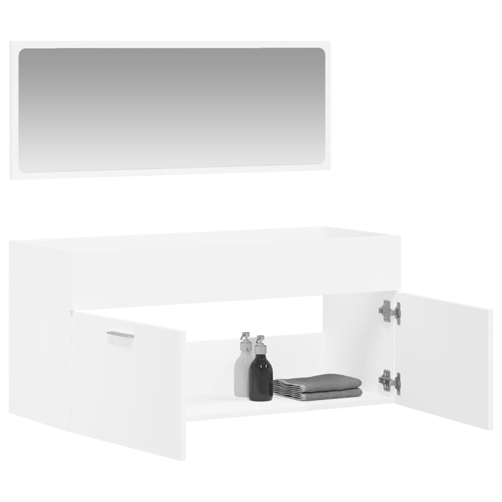 Vannasistabas skapītis un spogulis vidaXL, balts cena un informācija | Vannas istabas mēbeļu komplekti | 220.lv